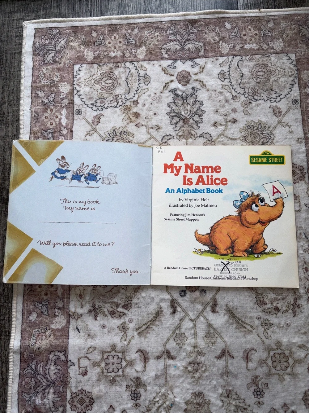 Vintage 1983 Sesame Street “A My Name Is Alice Alphabet Book”